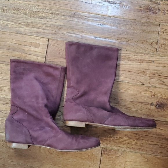 Pare Gabia France wine suede slouch booties - Picture 1 of 8